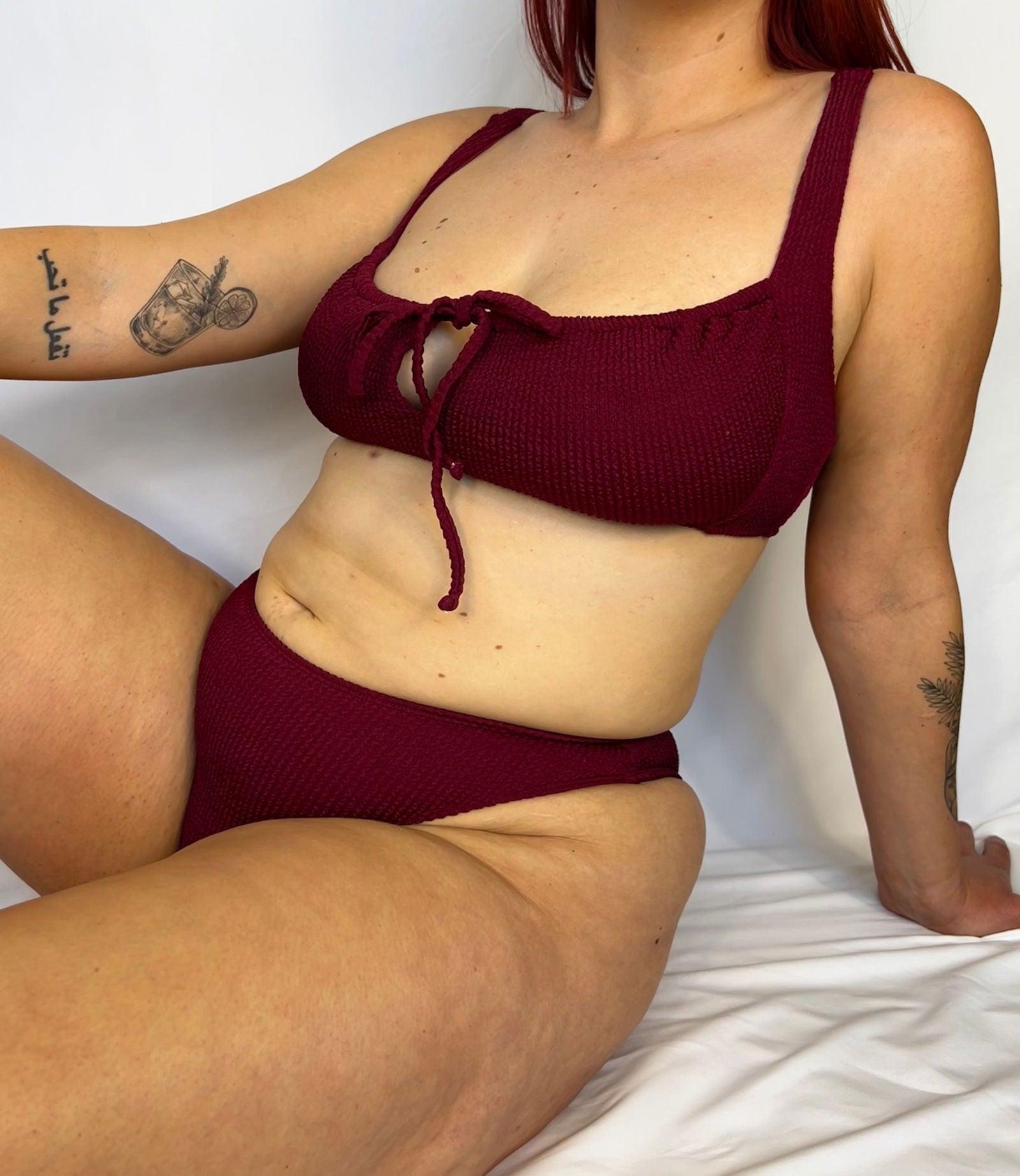 Tie-Front Bikini Top / Burgundy - Www.Shopthatapp.com