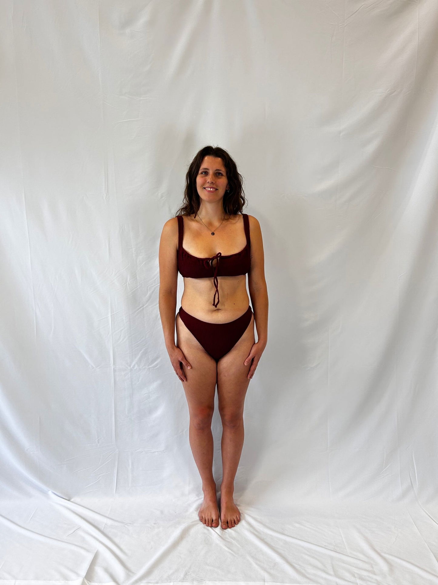 Tie-Front Bikini Top / Burgundy - Www.Shopthatapp.com
