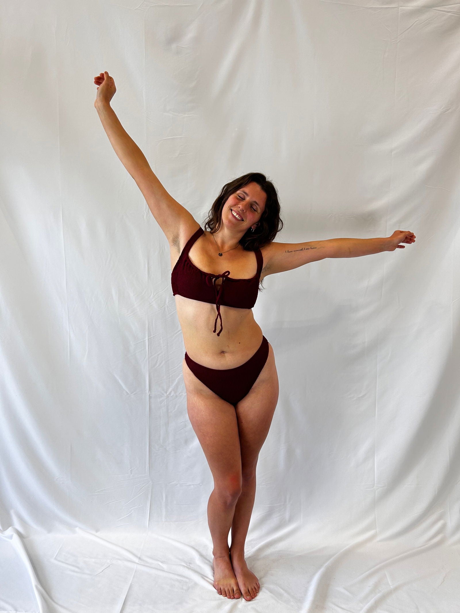 Tie-Front Bikini Top / Burgundy - Www.Shopthatapp.com