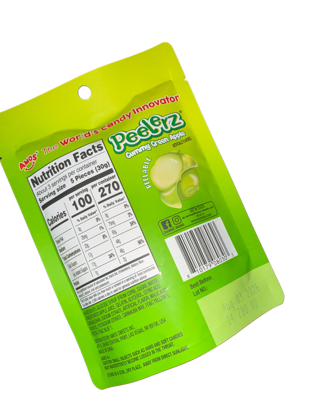 Amos Peelerz Gummy Green Apple 85G - U.S Edition - www.Shopthatapp.com