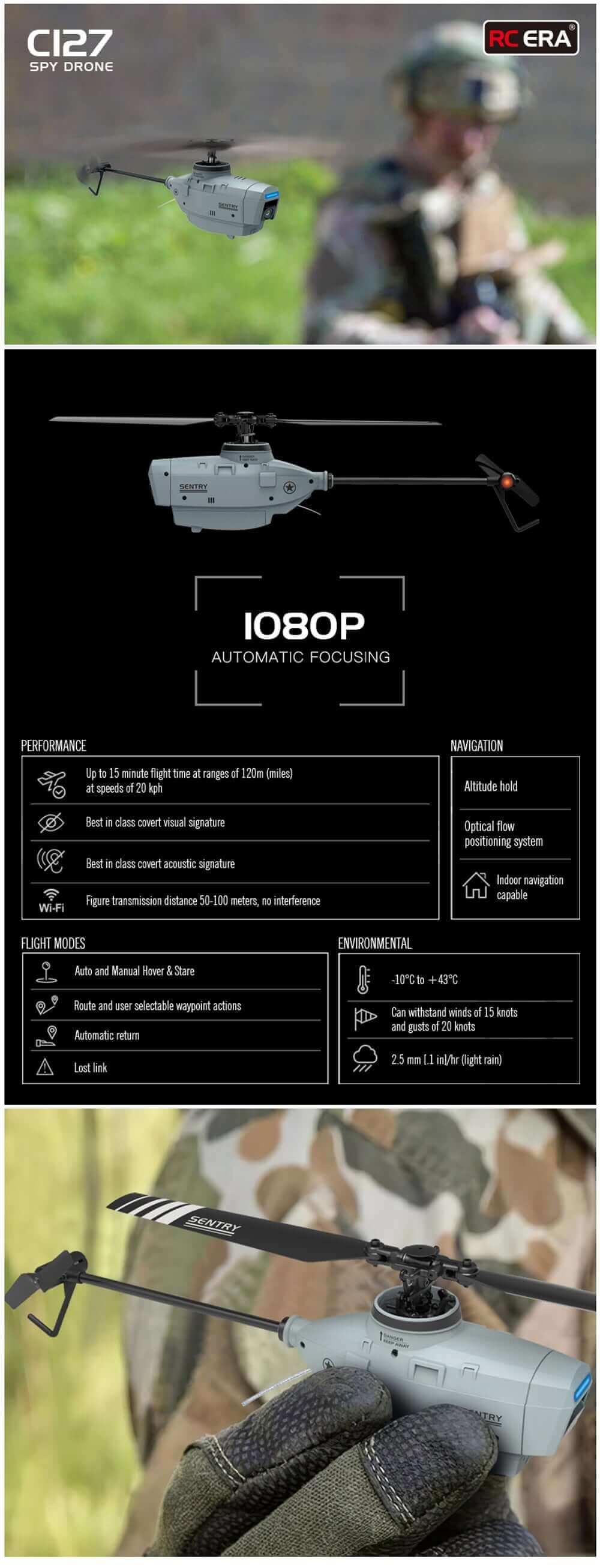 C127 Single Blade Helicopter Drone - 6-Axis Gyro, WiFi FPV, Nano HD Camera Toy - www.Shopthatapp.com #