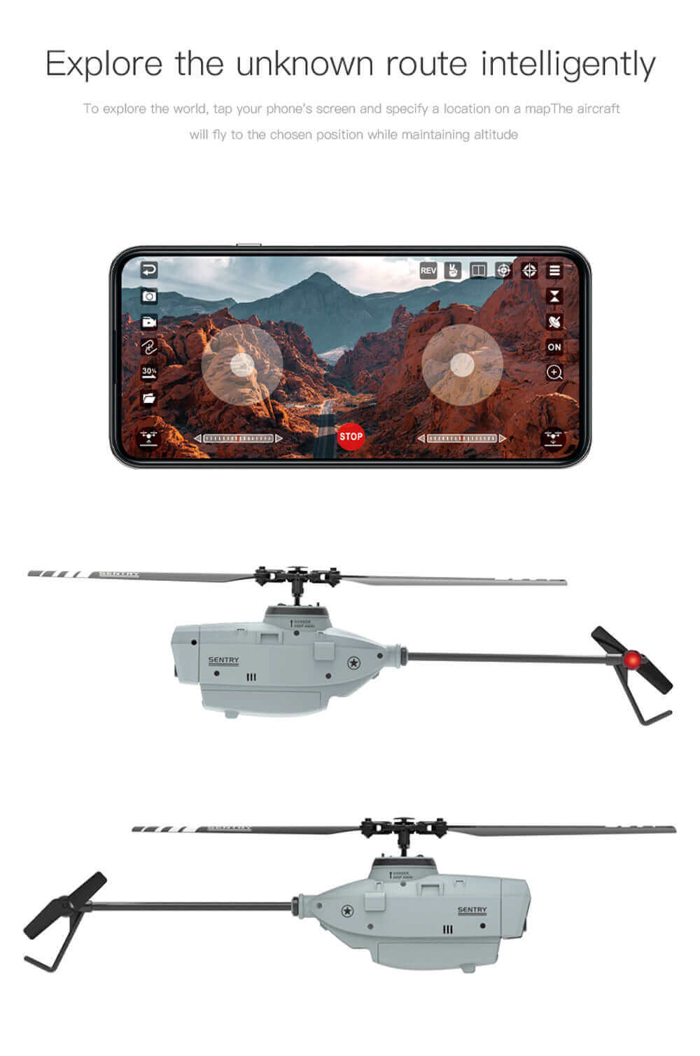 C127 Single Blade Helicopter Drone - 6-Axis Gyro, WiFi FPV, Nano HD Camera Toy - www.Shopthatapp.com #