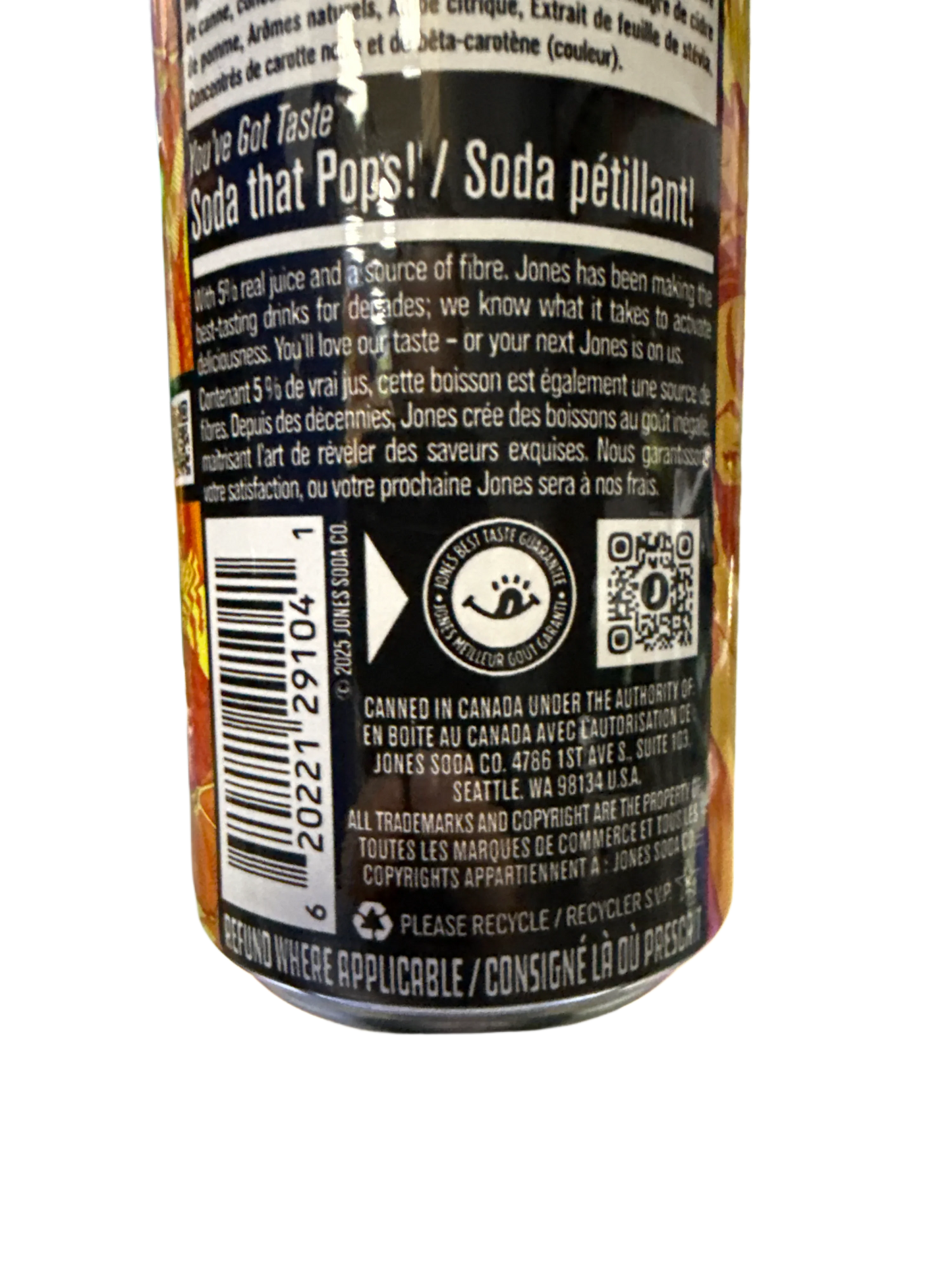 Pop Jones Prebiotic Orange and Cream Soda 355ML - Canadian Edition - www.Shopthatapp.com