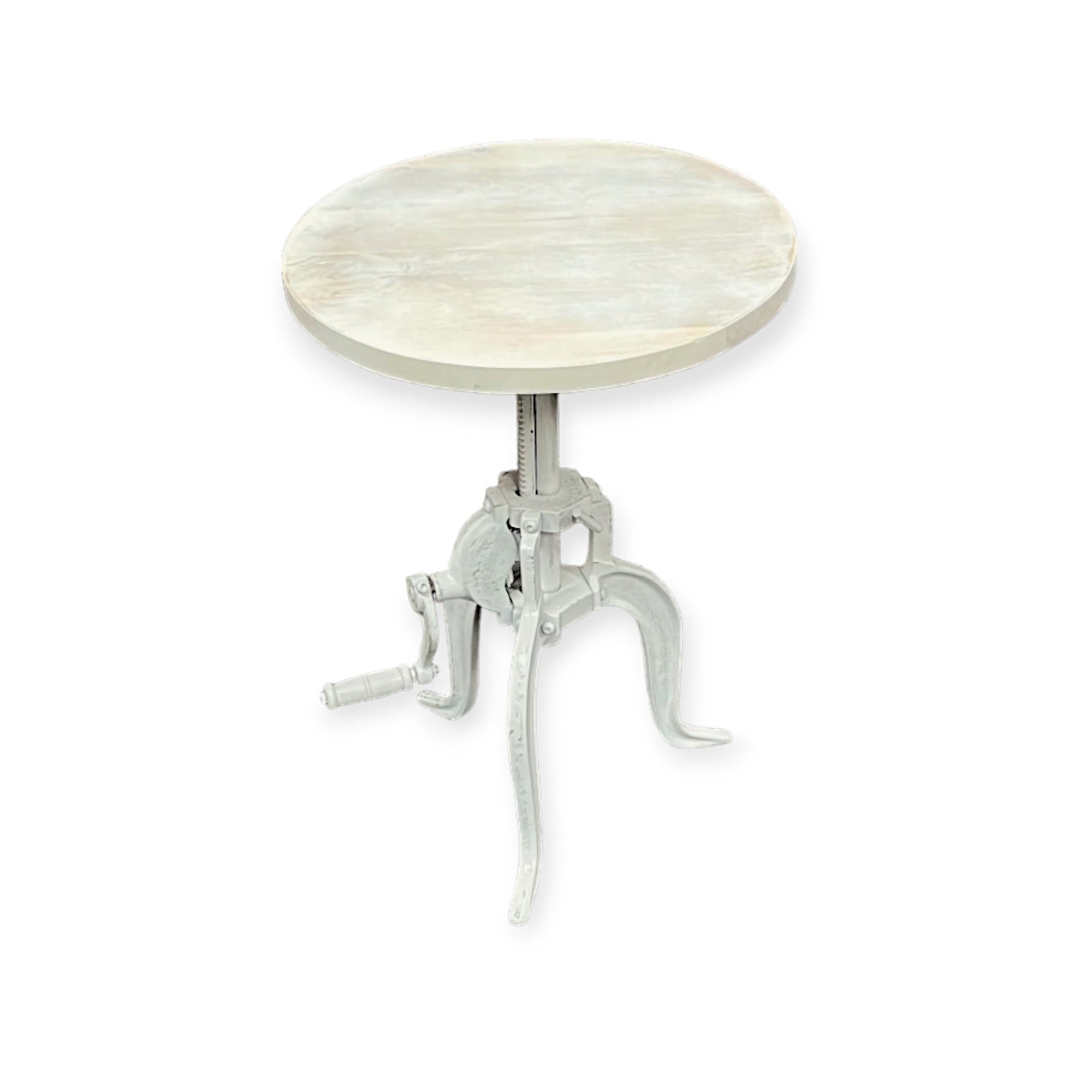 Kai Adjustable Crank Side Table, Antique White - www.Shopthatapp.com
