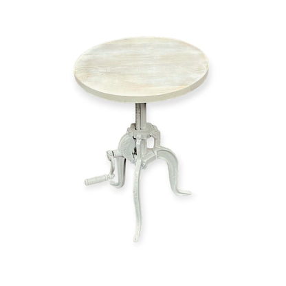 Kai Adjustable Crank Side Table, Antique White - www.Shopthatapp.com