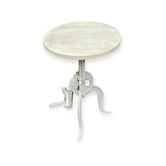 Kai Adjustable Crank Side Table, Antique White - www.Shopthatapp.com