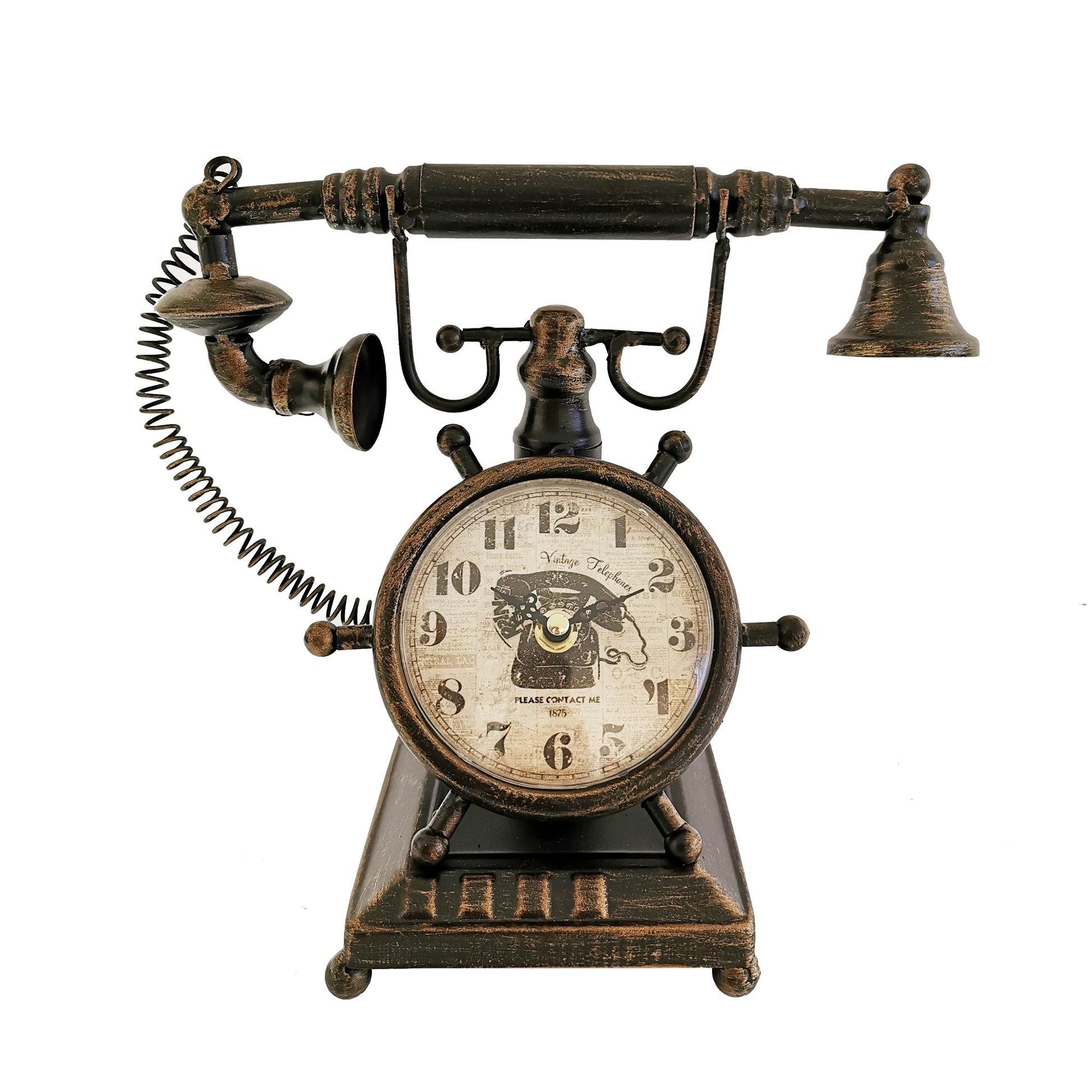 Bronze Vintage Telephone Table Clock - www.Shopthatapp.com