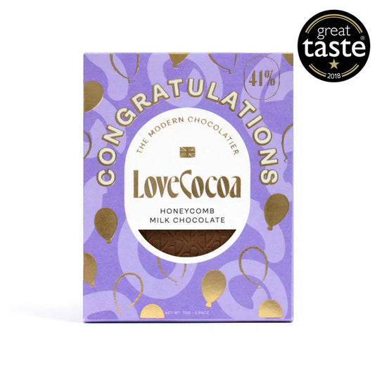Love Cocoa Congratulations Honeycomb Milk Chocolate Bar-Food and beverage-www.Shopthatapp.com-HamperWell