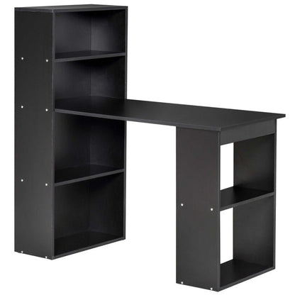 Bureau d'ordinateur moderne de 120 cm, étagère, table d'étude, poste de travail, ordinateur portable, bureau à domicile, 6 étagères, noir