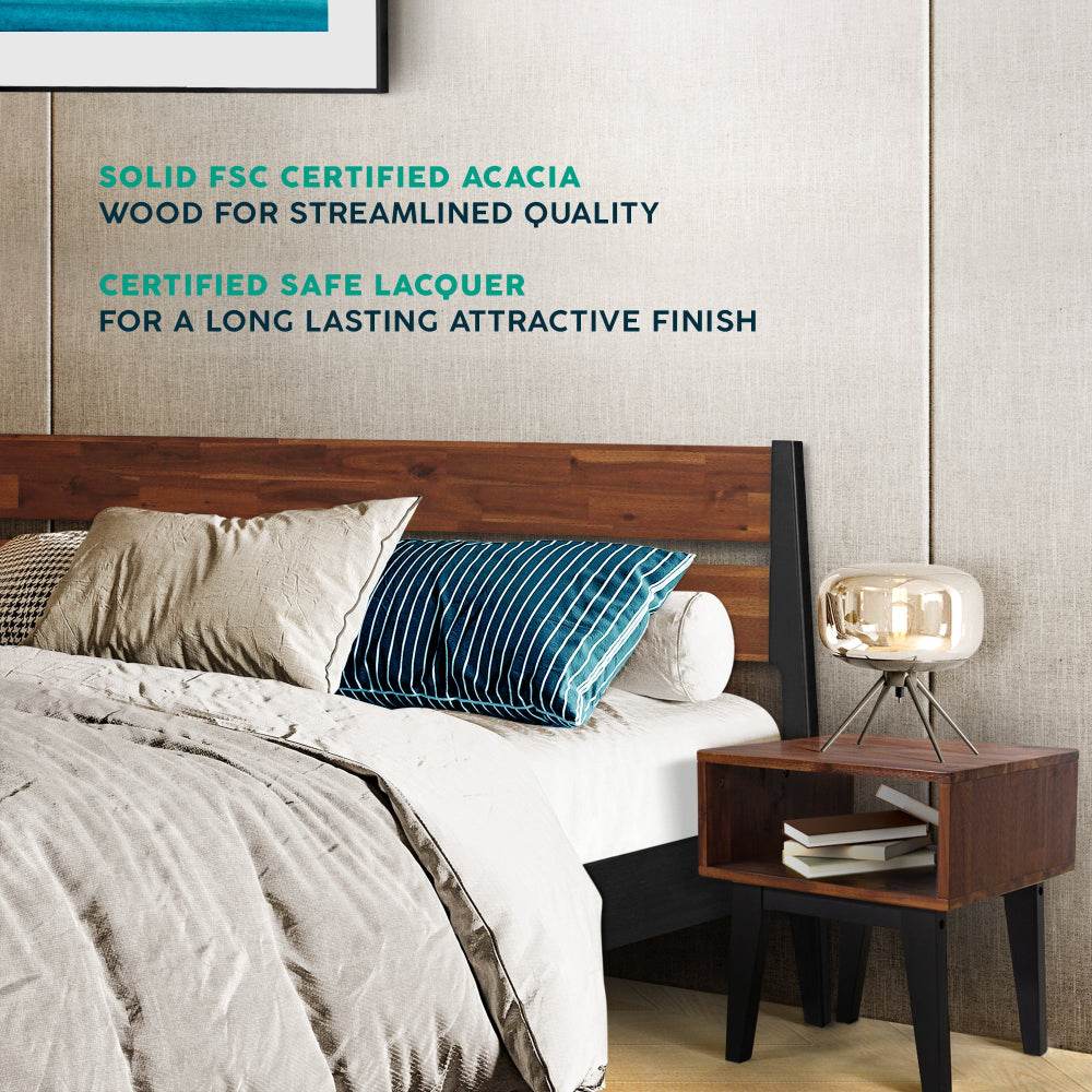 Emery Solid Wood Bed Frame & Nightstand Bedroom Set - www.Shopthatapp.com