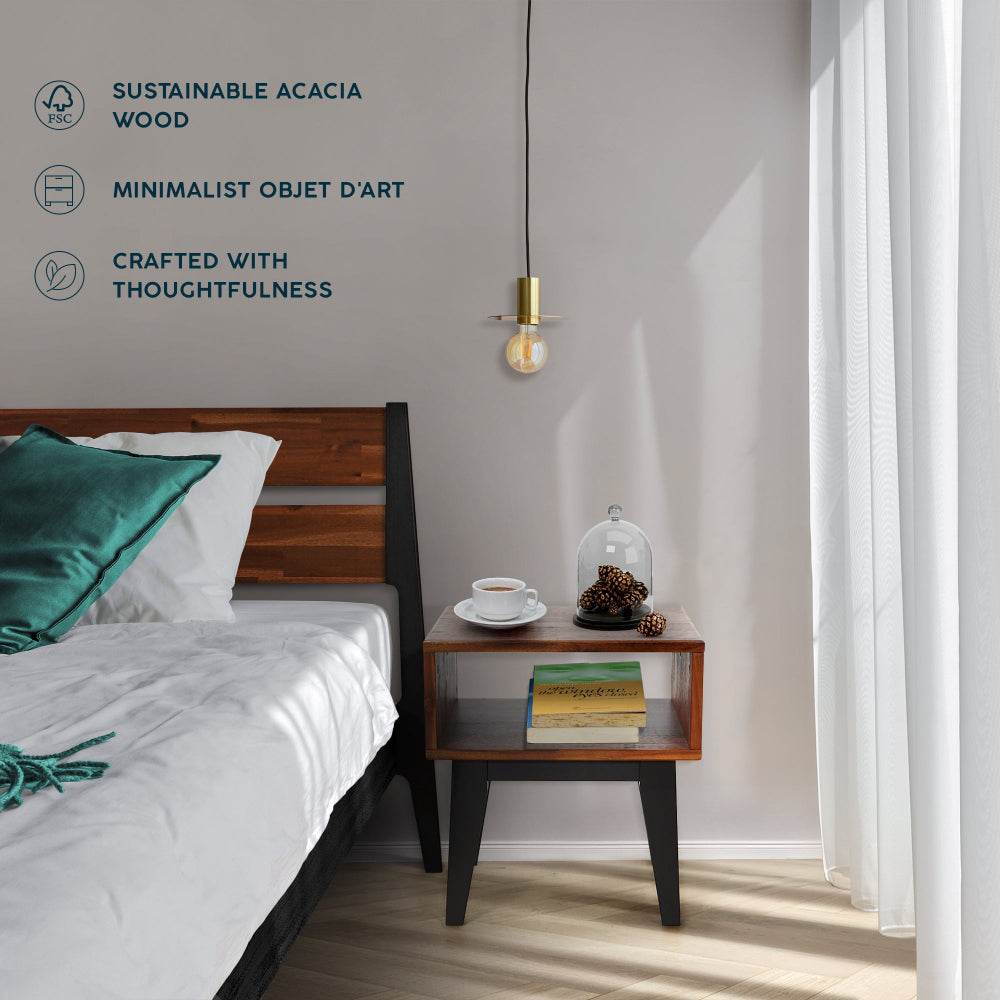 Emery Solid Wood Bed Frame & Nightstand Bedroom Set - www.Shopthatapp.com