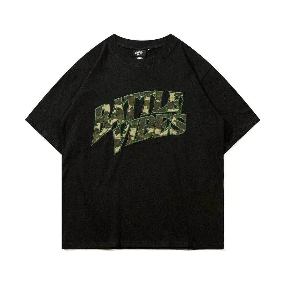 Camouflage Paste Cloth Embroidery Lettered Casual T-shirt - www.Shopthatapp.com #