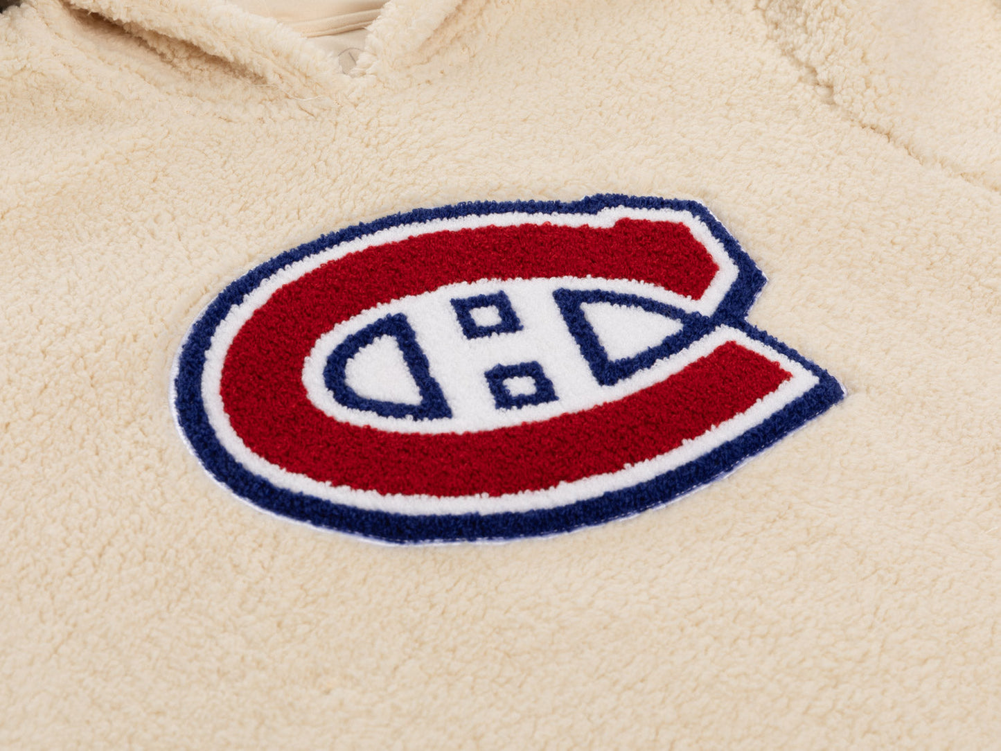 Montreal Canadians Ladies Sherpa Hoodie with Premium Chenille Logo - www.Shopthatapp.com