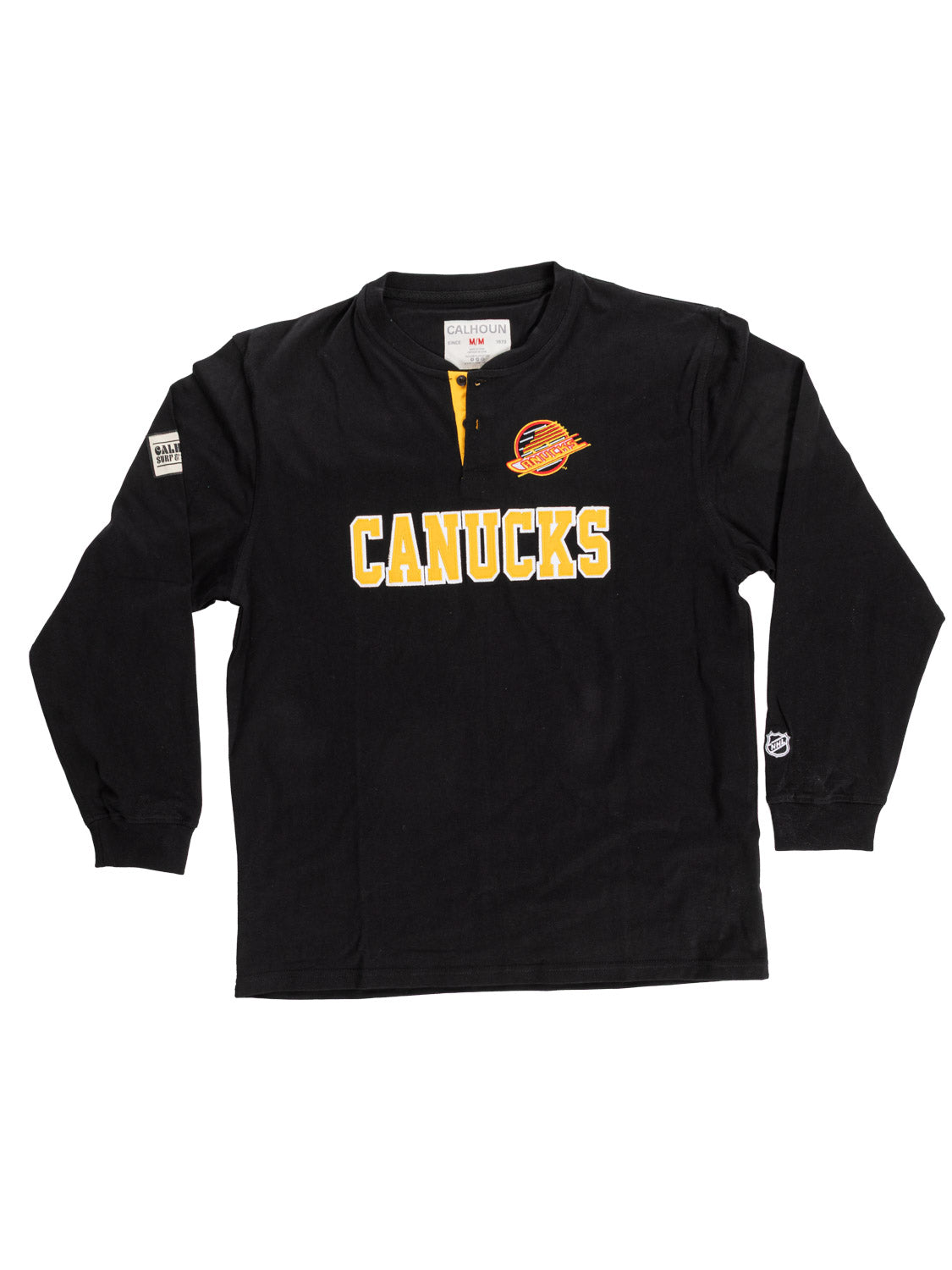 Retro Vancouver Canucks Long Sleeve Henley - www.Shopthatapp.com