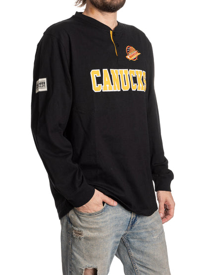 Retro Vancouver Canucks Long Sleeve Henley - www.Shopthatapp.com
