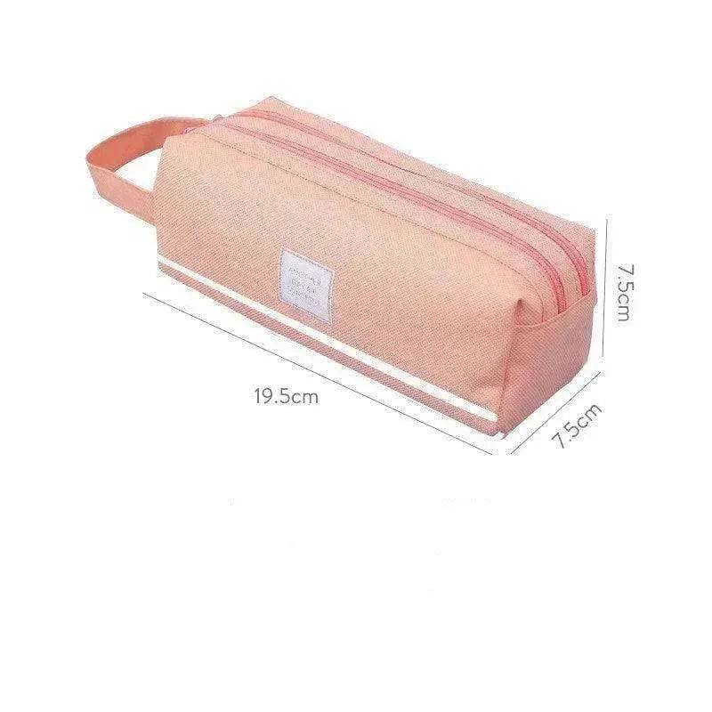 Canvas Double-Layer Stationery Box For Junior High School Students - www.Shopthatapp.com