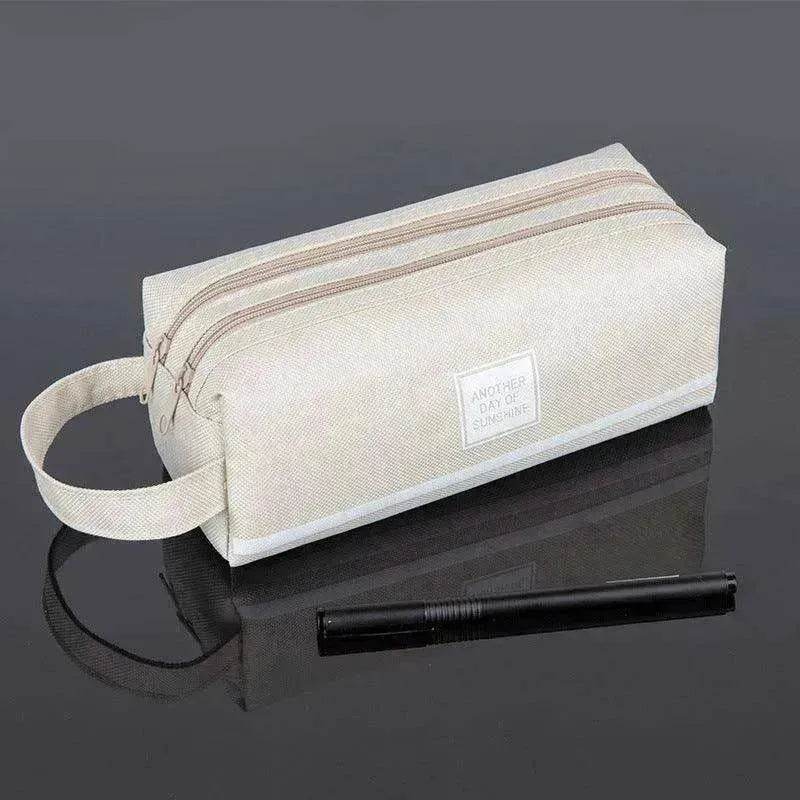 Canvas Double-Layer Stationery Box For Junior High School Students - www.Shopthatapp.com