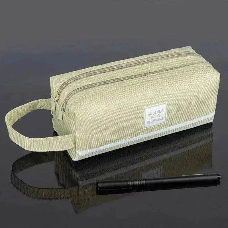 Canvas Double-Layer Stationery Box For Junior High School Students - www.Shopthatapp.com