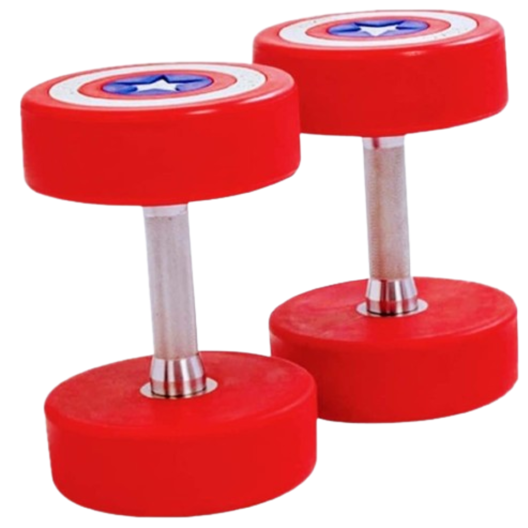 Captain America Round Dumbbells 10 to 50 LB Set - www.Shopthatapp.com #