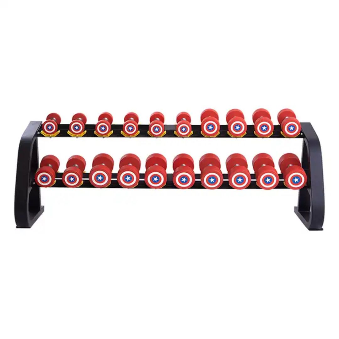 Captain America Round Dumbbells 10 to 50 LB Set - www.Shopthatapp.com #