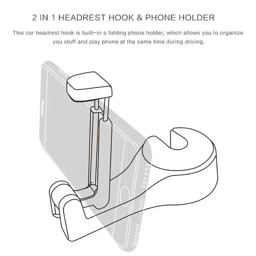 Car Hook Phone Holder Seat Back Hanger Bag Purse Cloth - www.Shopthatapp.com