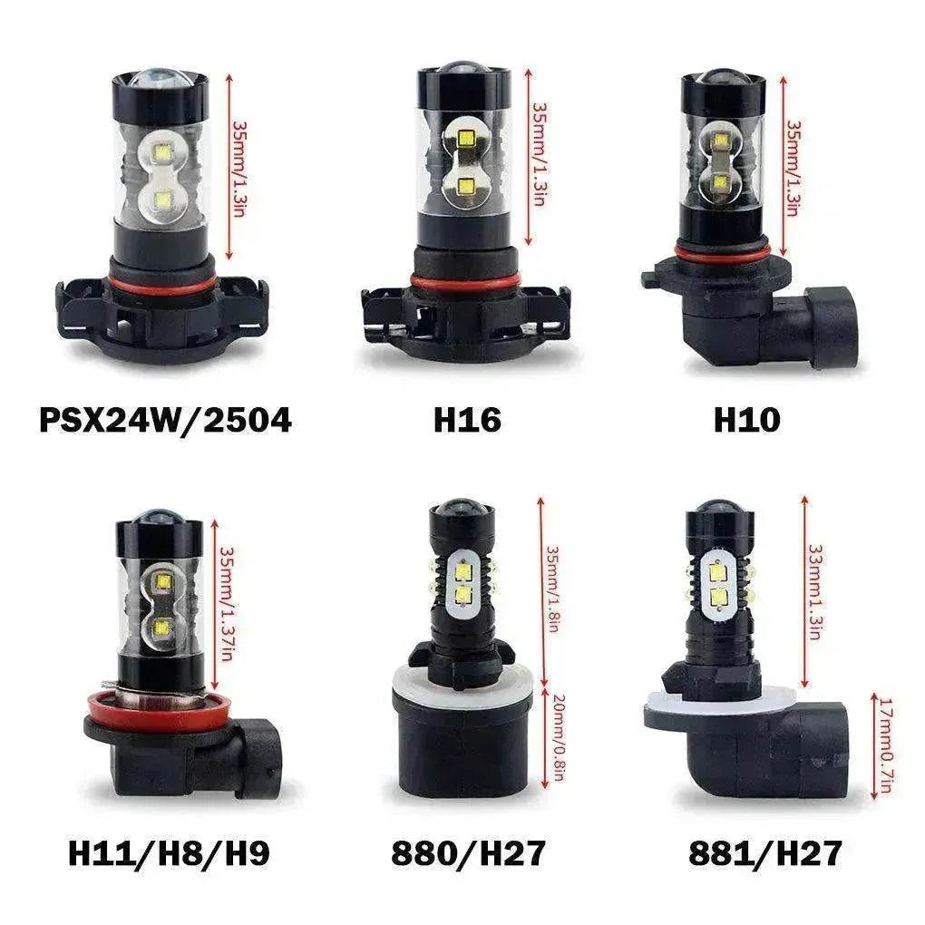Car Lights Styling High Power 6000K White LED Fog Bulbs H10 Socket - www.Shopthatapp.com