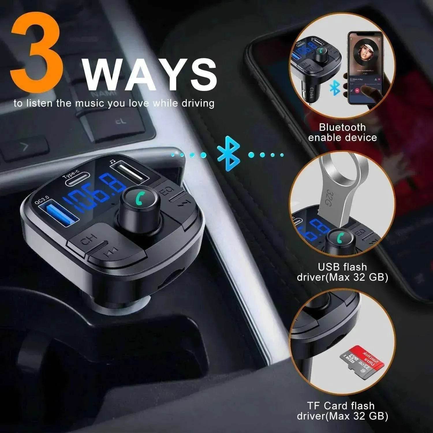 Car Mp3 Bluetooth Player Double USB Charger - www.Shopthatapp.com