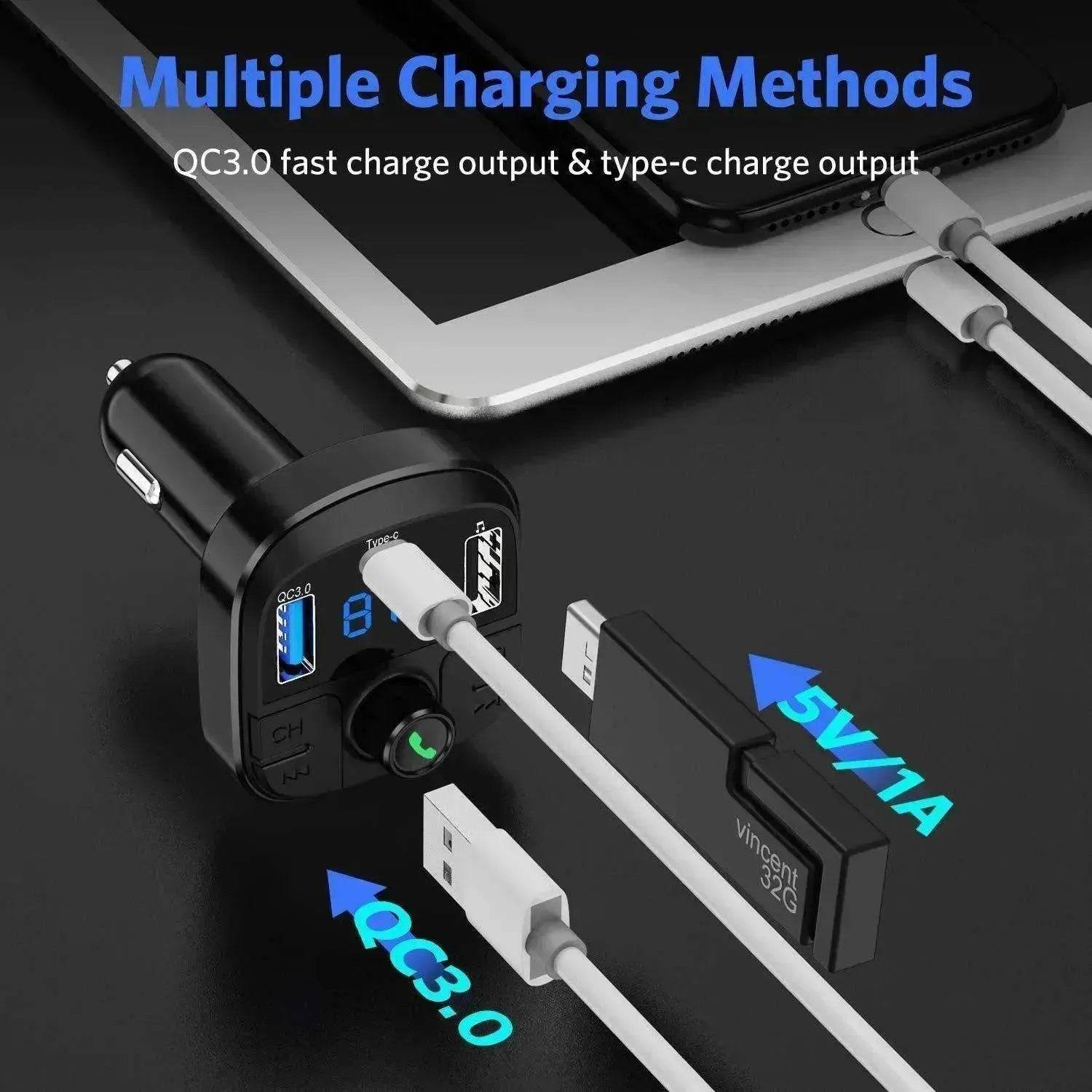 Car Mp3 Bluetooth Player Double USB Charger - www.Shopthatapp.com