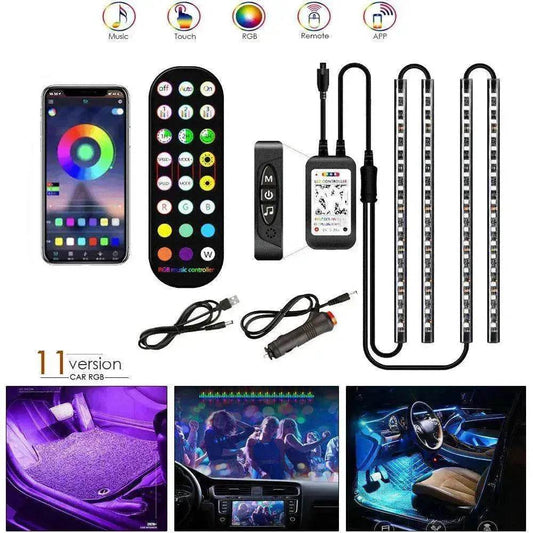 Car RGB Strip Lights: Wireless Music Control, Waterproof LED, Remote. - www.Shopthatapp.com