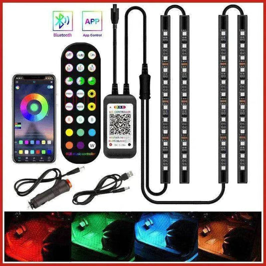 Car RGB Strip Lights: Wireless Music Control, Waterproof LED, Remote. - www.Shopthatapp.com