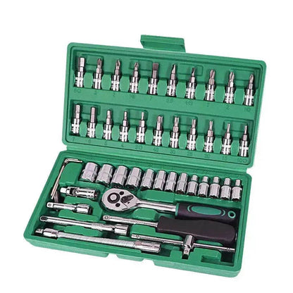 Car Repair Tool 46pcs Inch Socket Set Car Repair Tool Ratchet Torque Wrench Combo Tools Kit Auto Repairing Tool Set - www.Shopthatapp.com #