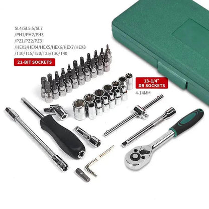 Car Repair Tool 46pcs Inch Socket Set Car Repair Tool Ratchet Torque Wrench Combo Tools Kit Auto Repairing Tool Set - www.Shopthatapp.com #