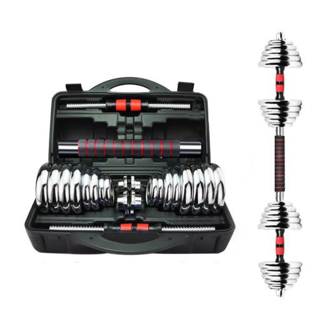 Cast Iron Adjustable Dumbbell Set with Barbell Bar Connector - www.Shopthatapp.com #