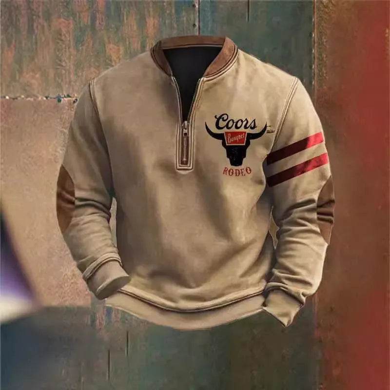 Casual 3D Digital Printing Stand Collar Men's Street Quarter Zip Sweatshirt top - www.Shopthatapp.com #