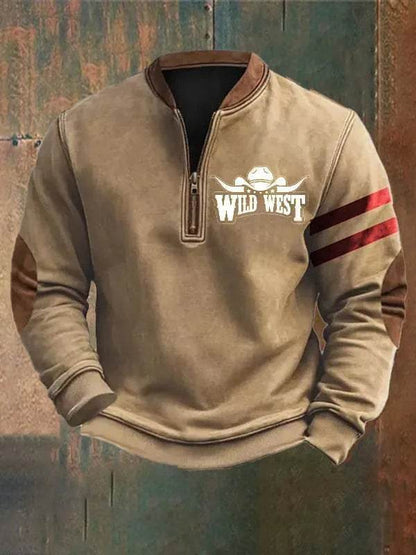 Casual 3D Digital Printing Stand Collar Men's Street Quarter Zip Sweatshirt top - www.Shopthatapp.com #