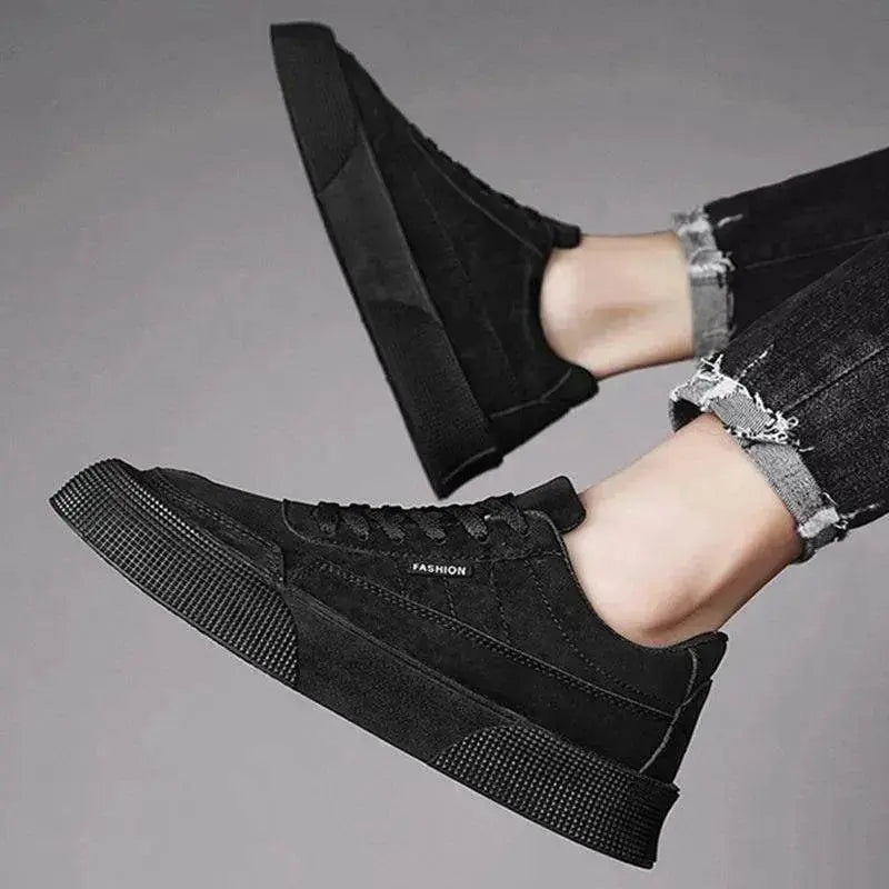 Casual Board Flat Shoes Men Breathable Thick-soled Lace-up Sneakers For Walking Running - www.Shopthatapp.com