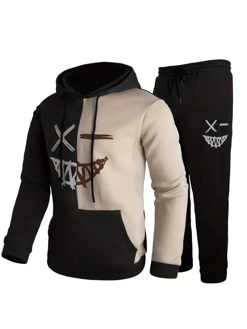 Casual Classic Plaid  Long Sleeve Sweatshirt Hoodie set Suit men - www.Shopthatapp.com #