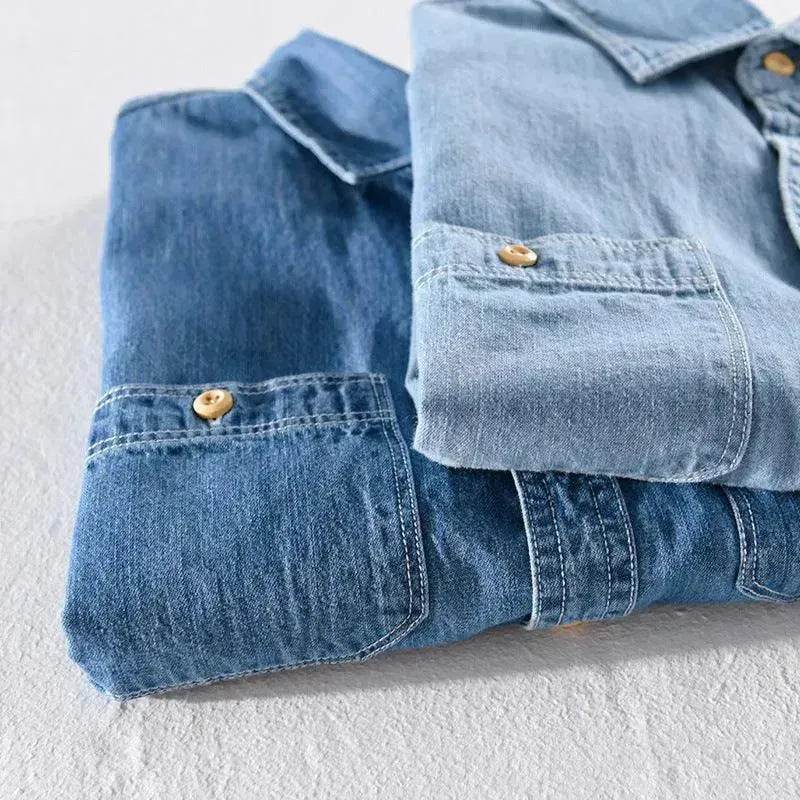 Casual Denim Short sleeved Shirt Simple All-match - www.Shopthatapp.com