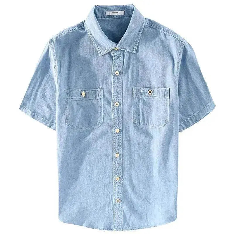 Casual Denim Short sleeved Shirt Simple All-match - www.Shopthatapp.com
