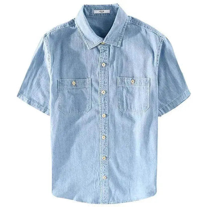 Casual Denim Short sleeved Shirt Simple All-match - www.Shopthatapp.com #