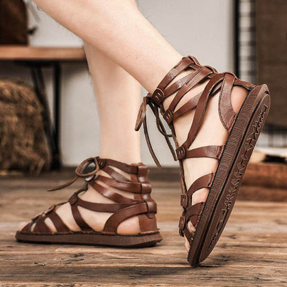 Casual Soft Bottom Non-slip Roman Leather Sandals - www.Shopthatapp.com