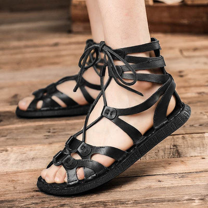 Casual Soft Bottom Non-slip Roman Leather Sandals - www.Shopthatapp.com