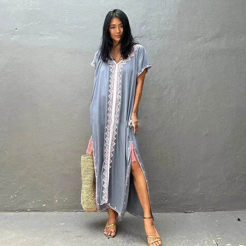 Casual Swimsuit Cover Up For Women Loose Beach Bikini Blouse Dress. - www.Shopthatapp.com