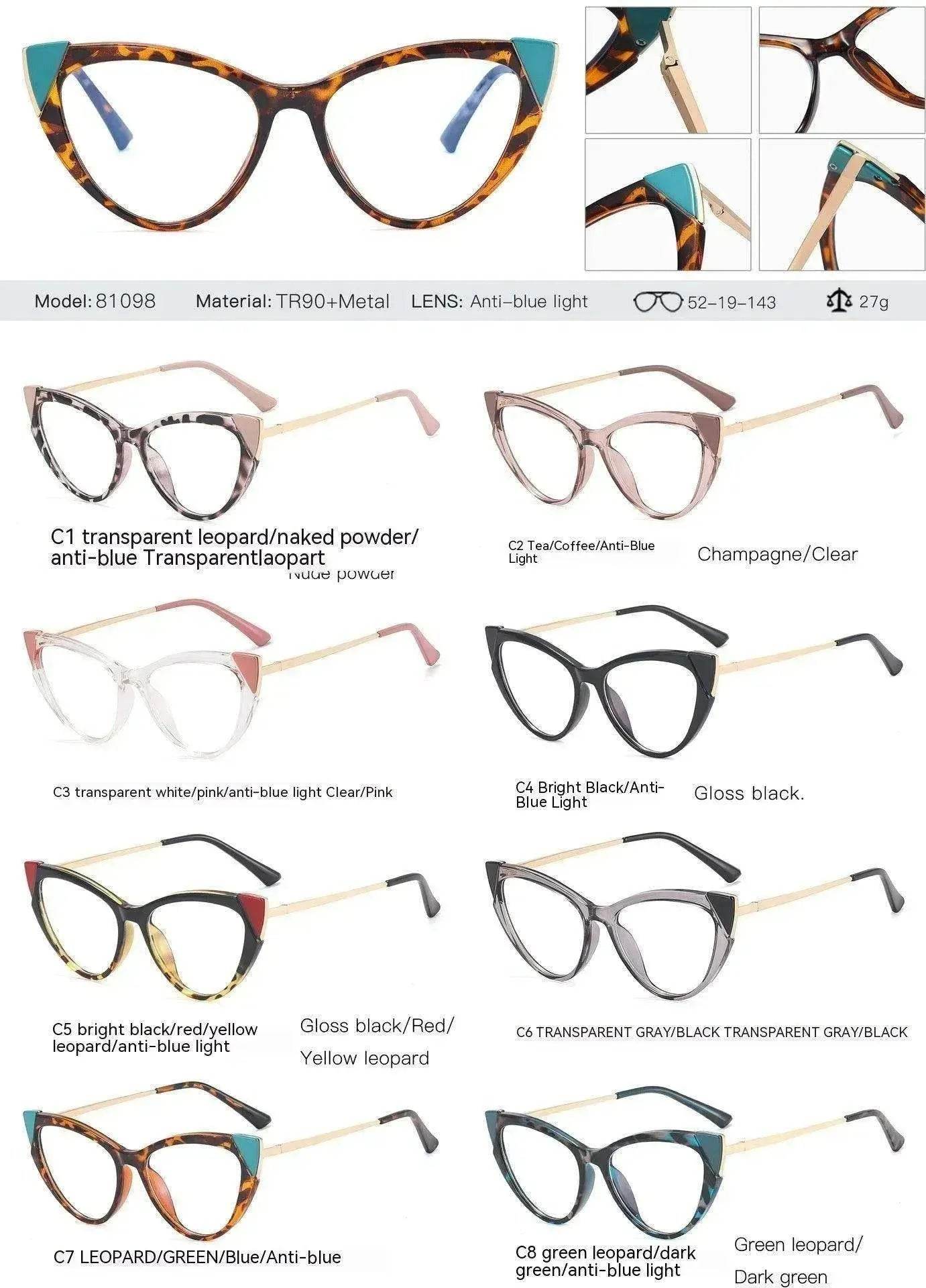 Cat Eye Anti-blue Light Large Frame Slim Look Optical Glasses - www.Shopthatapp.com