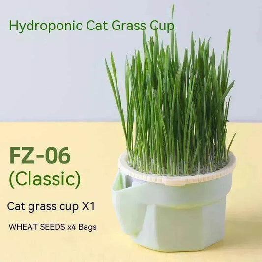 Cat Grass Cup Soilless Hydroponic Seed Spit Hair Ball Snacks - www.Shopthatapp.com
