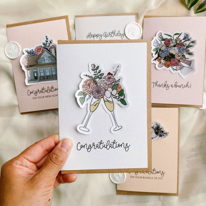 Champagne Congratulations card-Stationary-www.Shopthatapp.com-Made of Honour Co.
