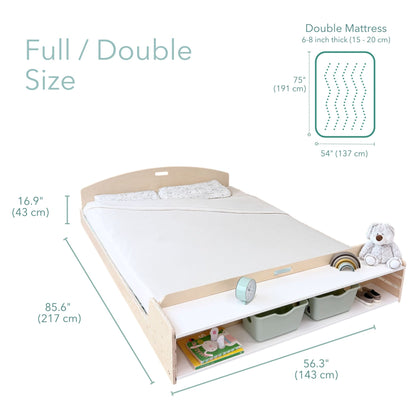 CHERRY FULL - Montessori Floor Bed with Shelves - www.Shopthatapp.com