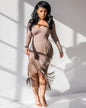 Chic Long Sleeve Tassel Fringed Bodycon Dress - www.Shopthatapp.com