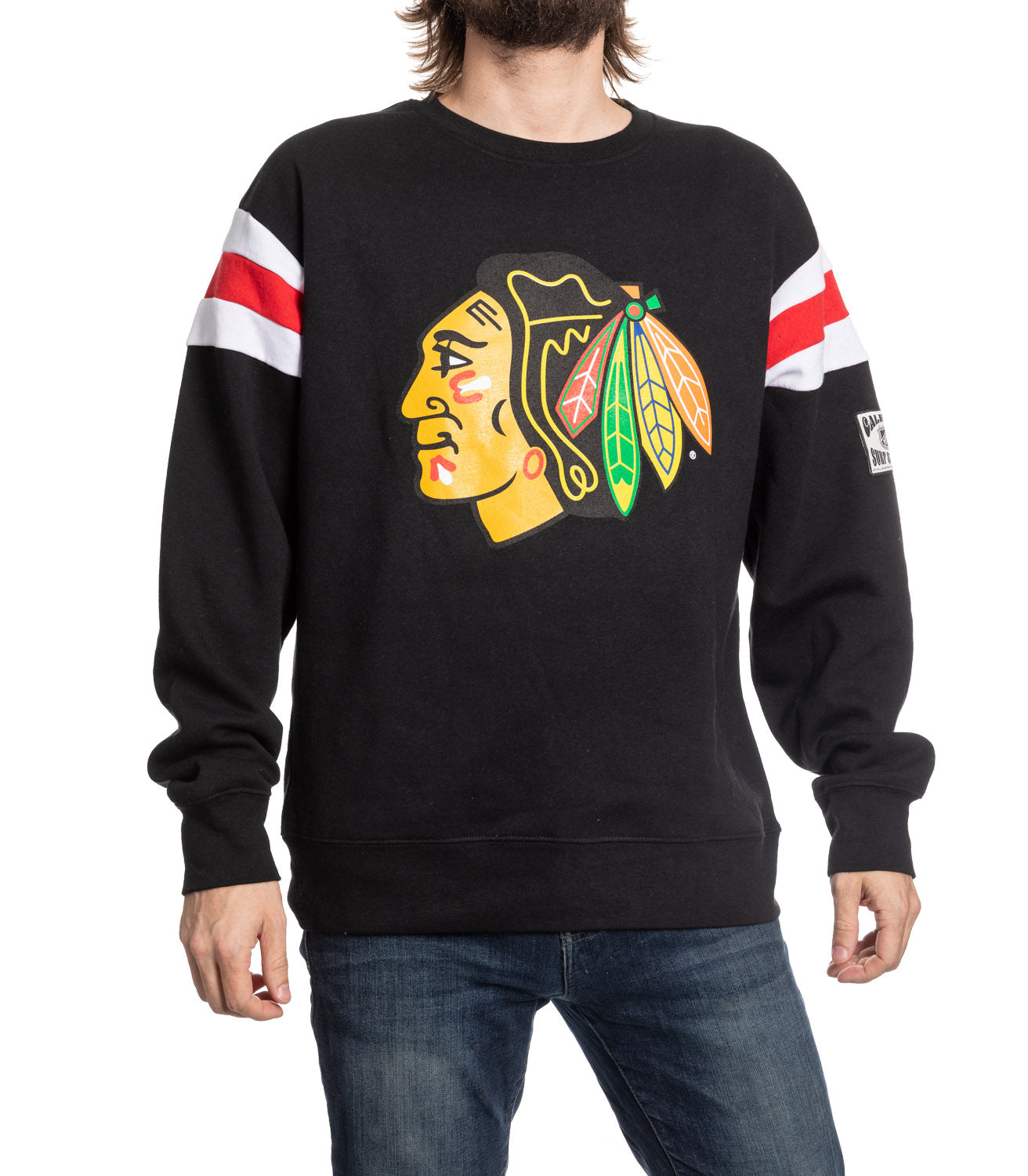 Chicago Blackhawks Varsity Retro Style Crewneck Sweater - www.Shopthatapp.com #