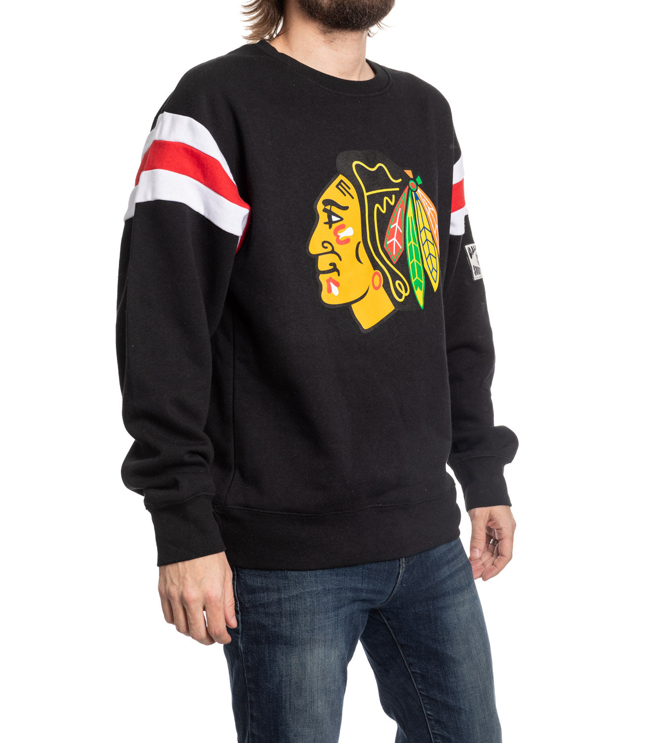 Chicago Blackhawks Varsity Retro Style Crewneck Sweater - www.Shopthatapp.com #